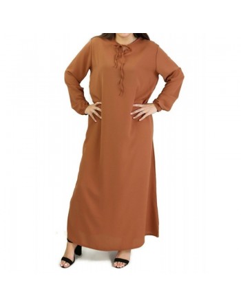 Robe simple longue et évasée pour femmes - Couleur rouille 