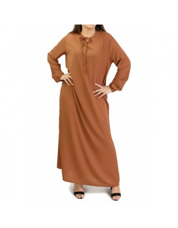 Robe simple longue et évasée pour femmes - Couleur rouille 