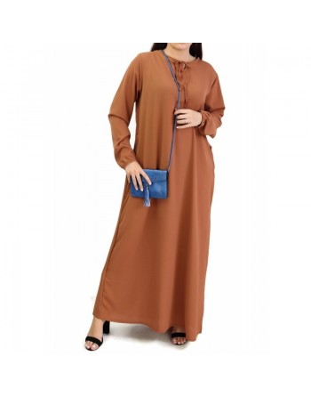 Robe simple longue et évasée pour femmes - Couleur rouille 