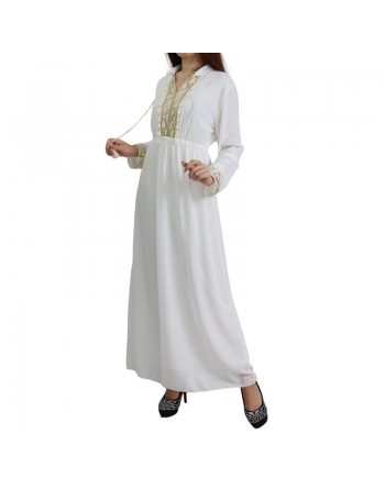 Robe fluide pour femme avec strass et pompons - Couleur Blanc 