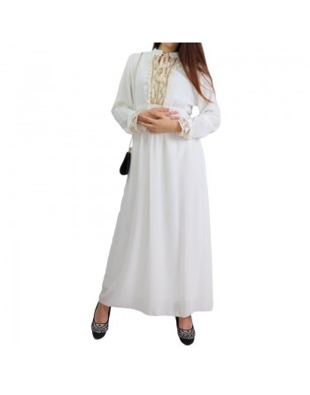 Robe fluide pour femme avec strass et pompons - Couleur Blanc 