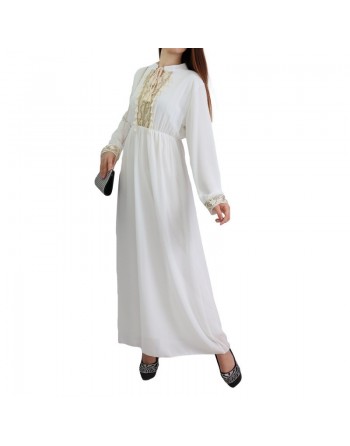 Robe fluide pour femme avec strass et pompons - Couleur Blanc 
