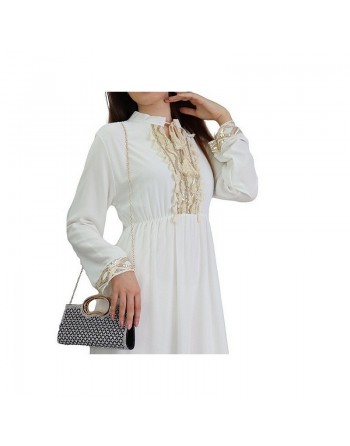 Robe fluide pour femme avec strass et pompons - Couleur Blanc 