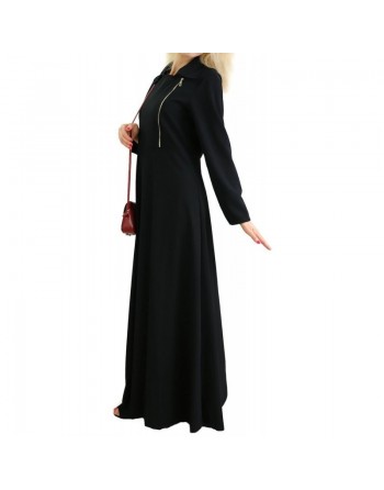 Robe très longue évasée avec zip (Plusieurs couleurs disponibles) 