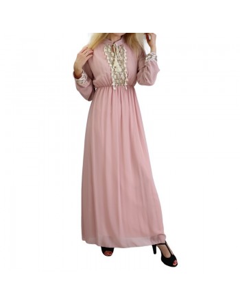 Robe fluide pour femme avec strass et pompons - Couleur Rose pale 