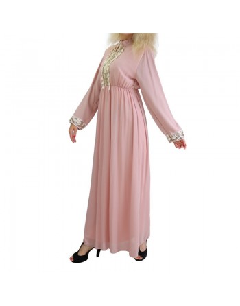 Robe fluide pour femme avec strass et pompons - Couleur Rose pale 