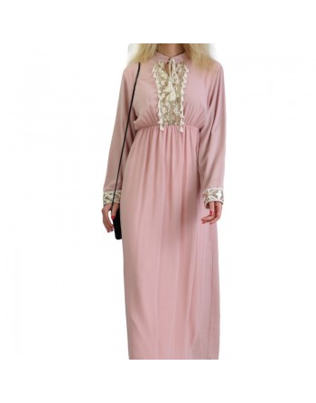 Robe fluide pour femme avec strass et pompons - Couleur Rose pale 