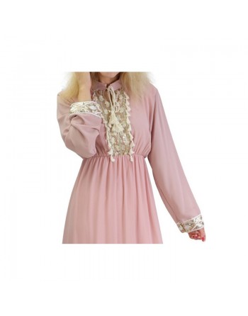 Robe fluide pour femme avec strass et pompons - Couleur Rose pale 