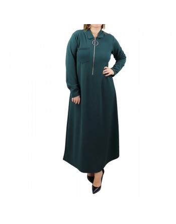 Robe longue fermeture zip avec ceinture pour femme (Taille standard s'adapte aux grandes tailles) - Vert foncé 