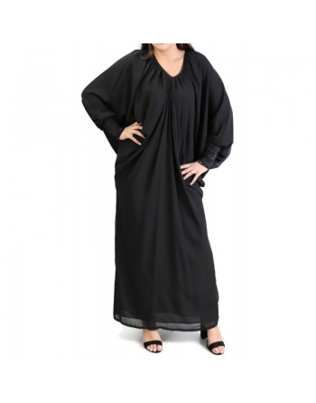 Robe Abaya modèle papillon pour femme - Taille standard - Couleur Noir 