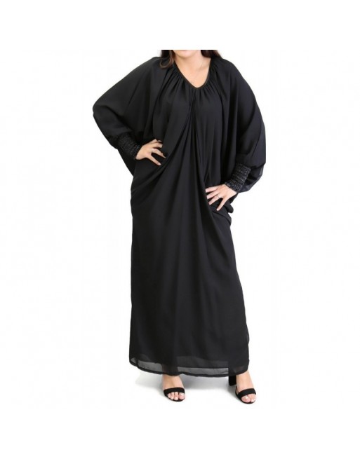Robe Abaya modèle papillon pour femme - Taille standard - Couleur Noir Robe Abaya modèle papillon pour femme - Taille standard - Couleur Noir