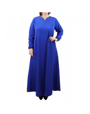 Robe longue basique évasée (Grande Taille) pour femme - Couleur Bleu roi 