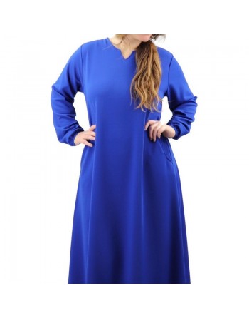 Robe longue basique évasée (Grande Taille) pour femme - Couleur Bleu roi 