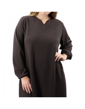 Robe casual longue évasée - Grande Taille - Couleur Marron foncé 