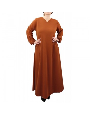 Robe longue casual basique évasée pour femme - Vêtements et Robes Grandes Tailles pour femmes - Couleur Brique 