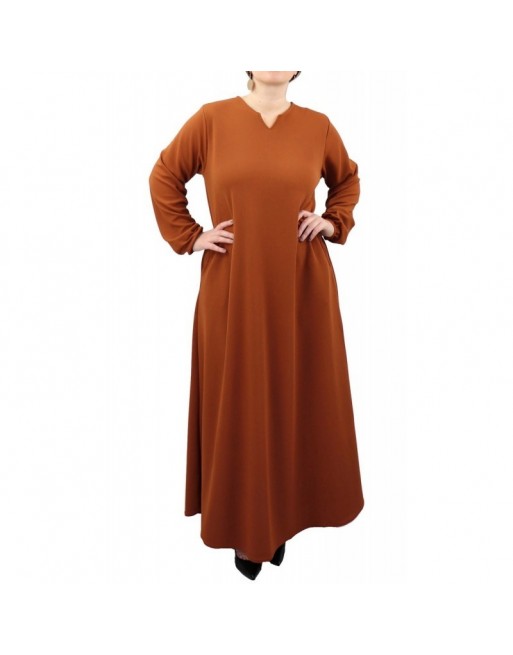 Robe longue casual basique évasée pour femme - Vêtements et Robes Grandes Tailles pour femmes - Couleur Brique Robe longue casual basique évasée pour femme - Vêtements et Robes Grandes Tailles pour femmes - Couleur Brique