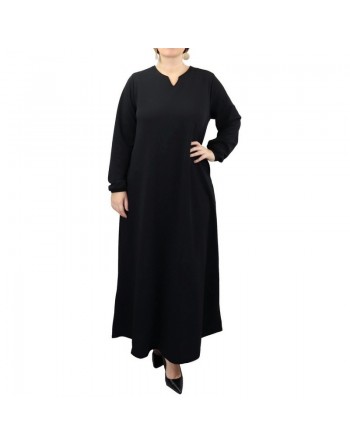 Robe casual longue évasée Grande Taille pour femme - Couleur Noir 