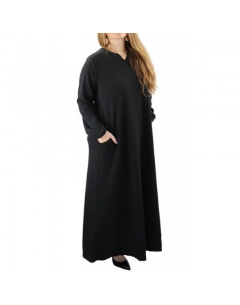 Robe casual longue évasée Grande Taille pour femme - Couleur Noir 