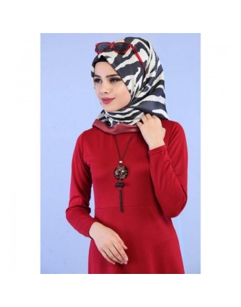 Robe longue décontractée sobre pour femme voilée - Couleur Rouge bordeaux (Robes et tenues pas cher pour hijab) 