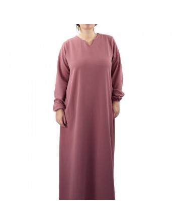 Robe simple longue évasée grande taille pour femme - Couleur Vieux rose 
