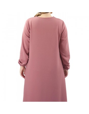 Robe simple longue évasée grande taille pour femme - Couleur Vieux rose 