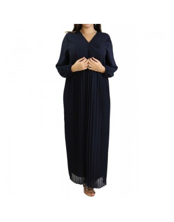 Robe longue plissée - Couleur Bleu Marine 