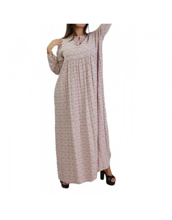 Robe longue viscose fluide et ample avec imprimé fleuri - Couleur Rose 