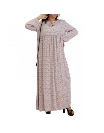 Robe longue viscose fluide et ample avec imprimé fleuri - Couleur Rose 