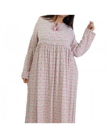Robe longue viscose fluide et ample avec imprimé fleuri - Couleur Rose 