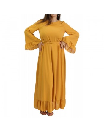 Robe ample jaune Moutarde avec manches évasées 