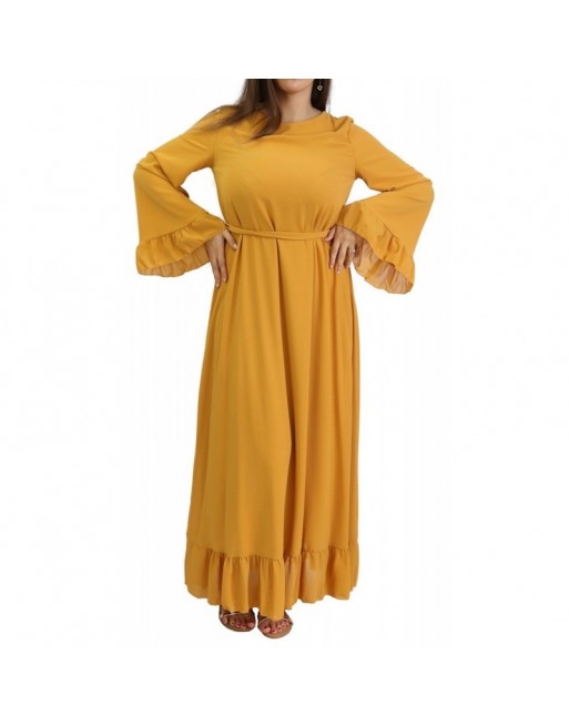 Robe ample jaune Moutarde avec manches évasées Robe ample jaune Moutarde avec manches évasées