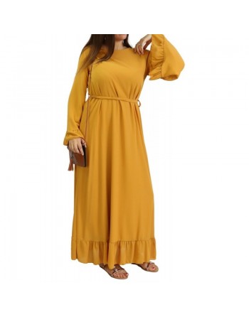 Robe ample jaune Moutarde avec manches évasées 