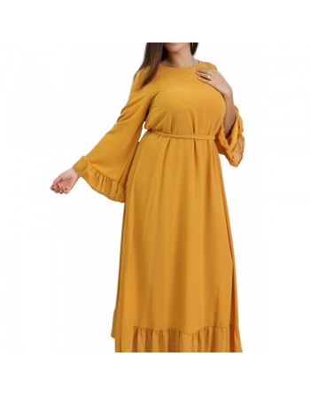 Robe ample jaune Moutarde avec manches évasées 