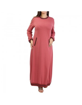 Robe style sportswear avec poches de couleur saumon foncé 