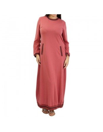 Robe style sportswear avec poches de couleur saumon foncé 