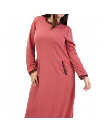 Robe style sportswear avec poches de couleur saumon foncé 