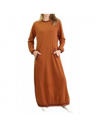 Robe style sportswear avec poches de couleur Rouille 