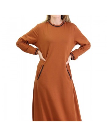 Robe style sportswear avec poches de couleur Rouille 