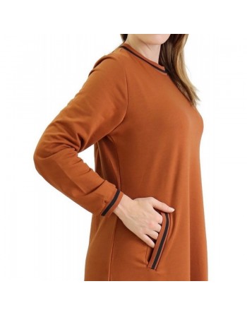 Robe style sportswear avec poches de couleur Rouille 