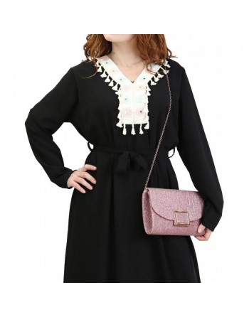 Robe longue avec broderies et pompons - Couleur Noir 