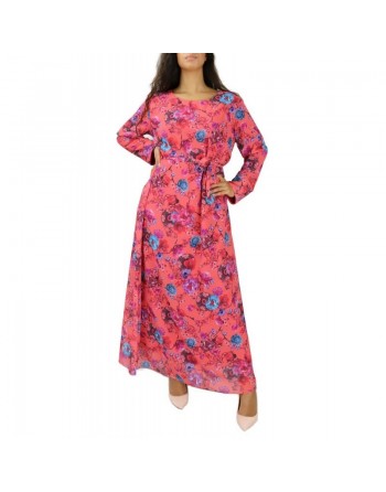 Robe longue à imprimé floral pour femme - Couleur Corail 
