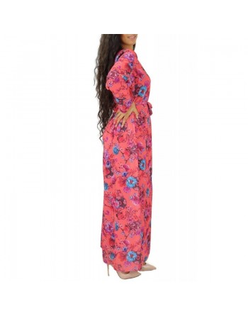 Robe longue à imprimé floral pour femme - Couleur Corail 