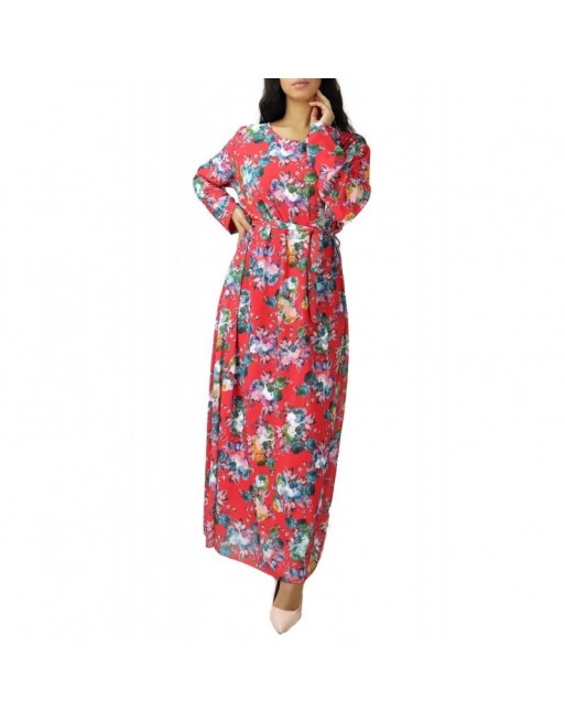 Robe d'été longue fleurie et fluide pour femme - Couleur Rouge Robe d'été longue fleurie et fluide pour femme - Couleur Rouge
