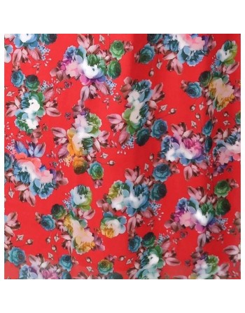 Robe d'été longue fleurie et fluide pour femme - Couleur Rouge 