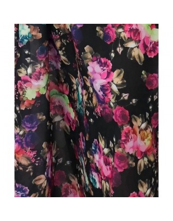 Robe longue fleurie fluide pour femme - Couleur Noir 