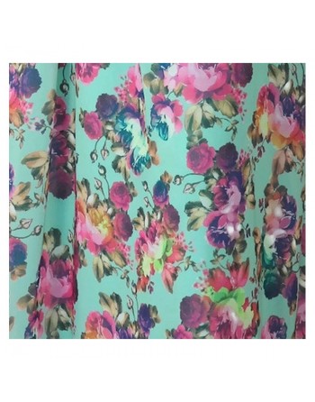 Robe longue fleurie et fluide pour femme - Couleur Vert d'eau 