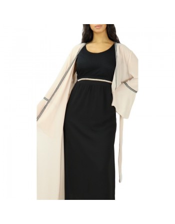Robe longue (sans manches) à strass et dentelles - Couleur Noir 