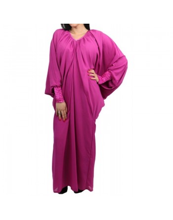 Robe abaya papillon style organza pour femme (Plusieurs couleurs disponibles) 