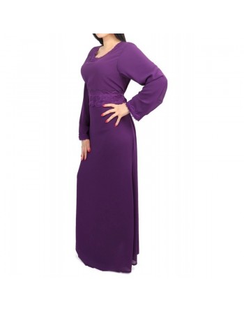 Robe très longue avec broderies et strass (Plusieurs couleurs disponibles) 