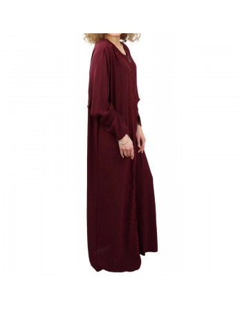 Robe longue à ouverture zip avec broderies et strass (Plusieurs couleurs disponibles) 